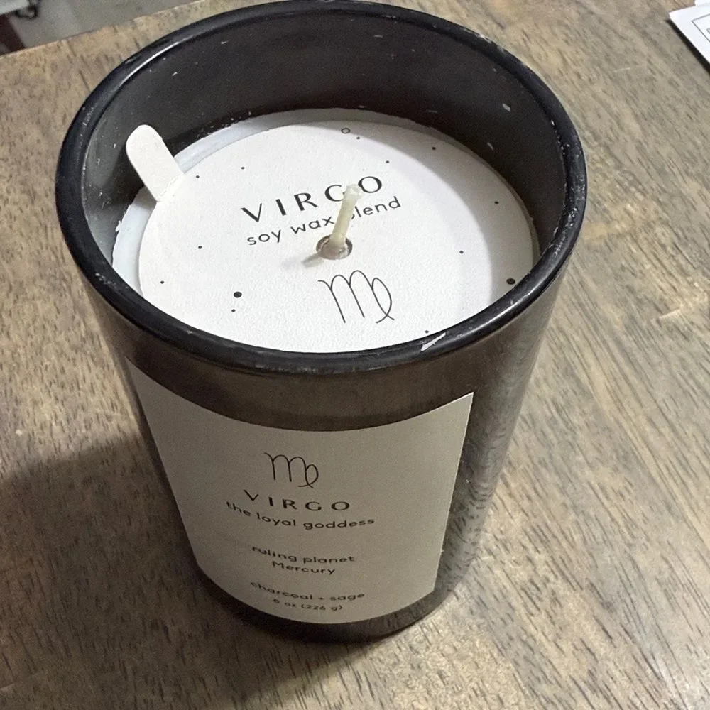 Virgo Charcoal Sage soy wax Candle- 8oz - 36hr burn time